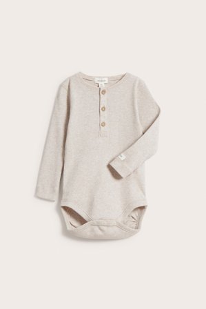 Newbie | Ribbet langermet body | Melert beige