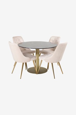 Venture Home - Matgrupp Espolla bord och 4 st Valleta stolar - Natur - Matgrupp 4 personer - Från Homeroom