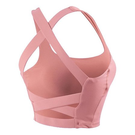 Padded Sports Bra Wirefree Mid Impact Yoga Bras Unique Cross Back Strappy For Gym Yoga-pink(xl)
