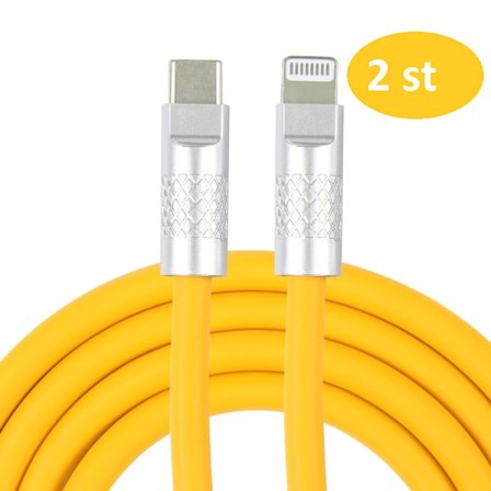 2 st 2m 120W snabb iphone-usbc laddare gul