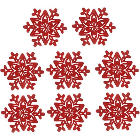 Sett med 8 Sklisikre Filtbrikker Rød Bordbrikke Filtbrikker Runde Brikker Rund Bordbrikke Filt Juletre Gryteunderlag