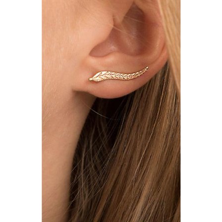 Enkel Guld Vågig Löv Fjäder Öronklättrare