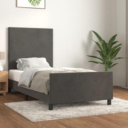 Vidaxl Sängram Med Huvudgavel Mörkgrå 80x200 Cm Sammet Grå
