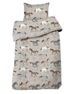 Sengesett med trykt hestemotiv 2-deler Lin