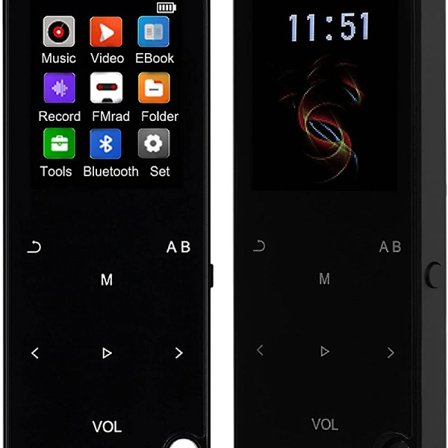 MP3-spelare med hörlurar, FM-radio, diktafon, minidesign