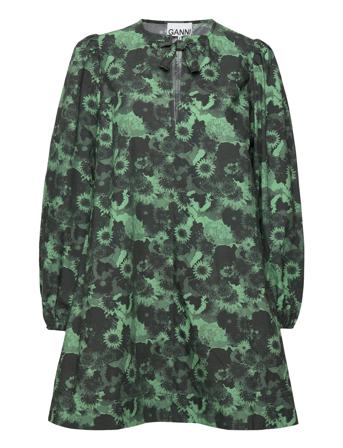 Printed Cotton A-Shaped Mini Dress Kort Kjole Multi/mønstret Ganni