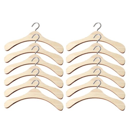 12 stk Dukke Skjorte Strekkere Leke Klær Hengere Tre Dukke Klær Henger Dukke Antrekk Stativ
