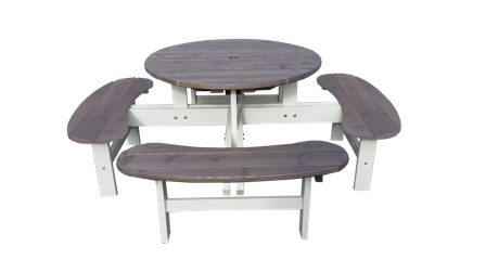 Eden Wood Rondo EW 0927-75 Picknickbord Grå/vit, Utemöbler