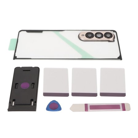 Galaxy Z Fold 4 5G F936 Guld Baksida Glas Ersättningsskydd med Förinstallerad Tejp Verktyg Telefonstativ Kameralins