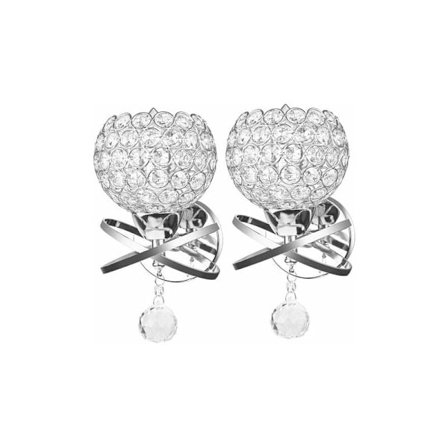 Pakke med krystallvegglamper, moderne stil dekorativ vegglampe for DIY hjemmedekorasjon E14 pære ikke inkludert (sølv) HIASDFLS