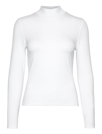 Cotton Modal Ls Mock Neck Høyhalset Pologenser Hvit Calvin Klein*Betinget Tilbud