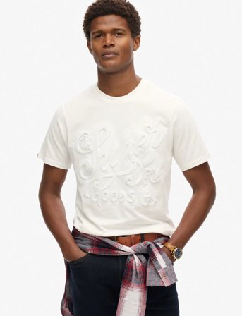 Superdry Embossed Archive Graphic Tee - White - XXL