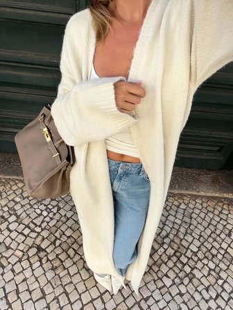 Lovisa Wallin x NA-KD langer Strick-Cardigan - Cardigans - OffWeiß - XS (EU 32)