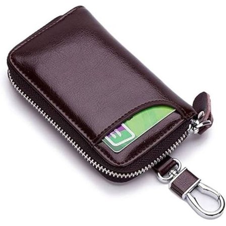 Læder nøglering Bilnøgleholder Nøglepung, Nøgleholder Pung, Multifunktionel Nøgletaske med lynlås