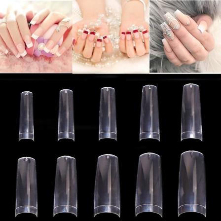 Falske neglspisser, 500 stk akryl fransk klar farge full dekning falske finger neglkunstverktøy med 10 forskjellige størrelser