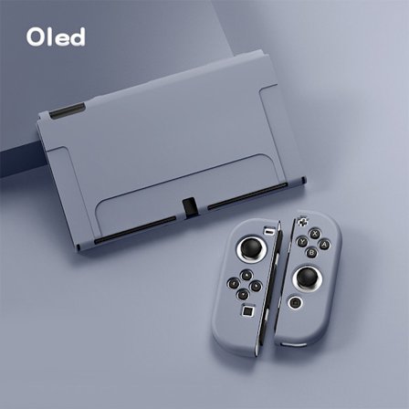 Nintendo Switch OLED spillekonsol + spilcontroller blødt beskyttende etui, gråblå