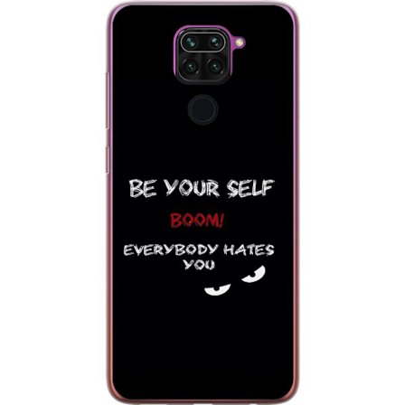 Yhteensopiva Puhelinkuori Xiaomi Redmi Note 9 Tumma minimalistinen tekstillustraatio ironisella viestillä ja uhkaavan silmien mustalla kontrastilla