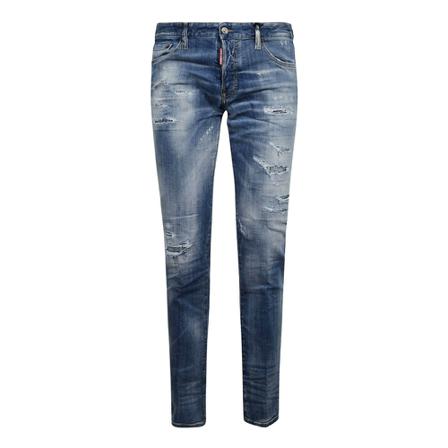 Dsquared2 Distressed-finish Slim-fit Jeans , Blauw , Heren , Maat: XL