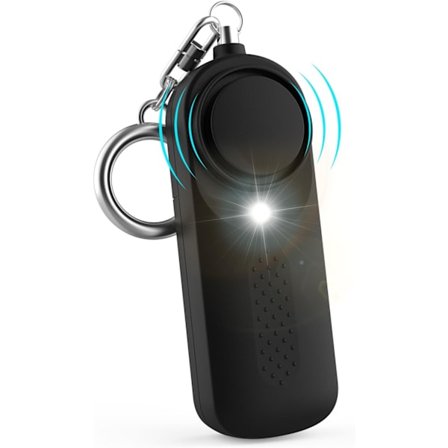 Personligt larm - Ficklarm med 130 dB - Nödsituationer - Säkerhets- och personligt säkerhetslarm - Nyckelring med LED-lampa