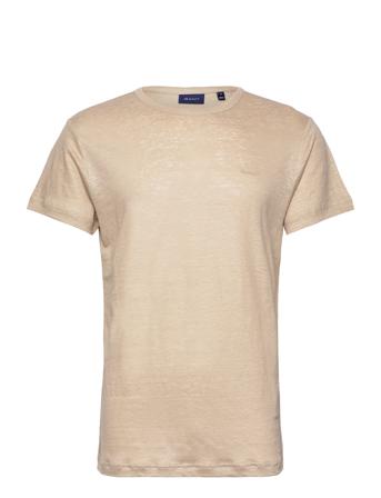 Linen Regular T-Shirt T-shirts Short-sleeved Beige GANT*Betinget Tilbud