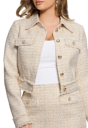Guess Daphnee Cropped Jacket Jackor Dam Beige L