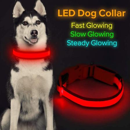 LED-hundehalsbånd, USB-genopladeligt lysende hundehalsbåndslys, justerbart behageligt blødt mesh-sikkerhedshundehalsbånd til små, mellemstore og store