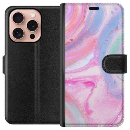 Yhteensopiva Lompakkokotelo Apple Apple iPhone 16 Pro Abstrakti pastellin värinen marmoritaide, jossa on nestemäinen akryyli vaikutus pinkissä, sin