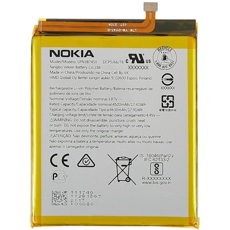 For Nokia XR20 3.87V 4500mAh Li-ion Polymer Batteri Reservedel (Encode: LPN387450)