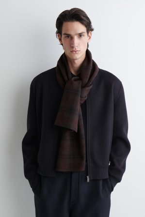 COS Männer Karierter Schal Aus Doubleface Wolle in Rot