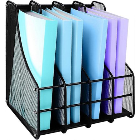 A4 Tidningsställ i Metallnät för Skrivbord, Kontorsförvaring med 4 Fack, Tidningsställ i Metallnät, Skrivbordsorganisatör Bordsförvaring för Kontor