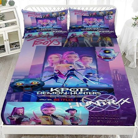 K-POP Demon Hunters -vuodevaatesetti, Demon Hunters -lakana kahdella tyynyliinalla wx0915105