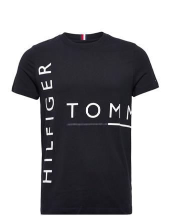 Graphic Off Placement Tee T-shirts Short-sleeved Svart Tommy Hilfiger