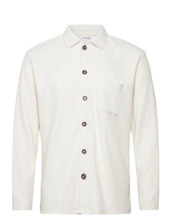 Slhrelax-Plisse Ls Shirt Ex White Selected Homme