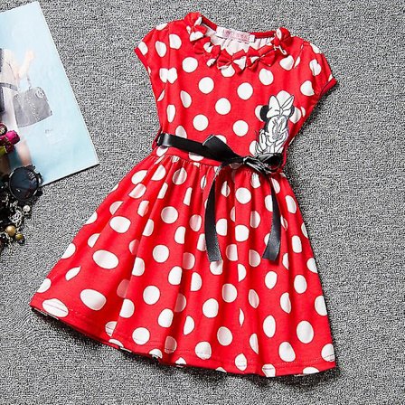 Børn Piger Sommer tegneserie Minnie Mouse Bowknot Princess Swing Dress E XX