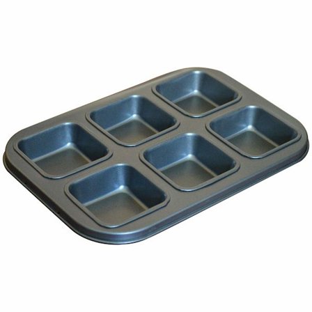 Brødform, Brownieform, 6-Hulls Nonstick Kvadratisk Muffinform, 6