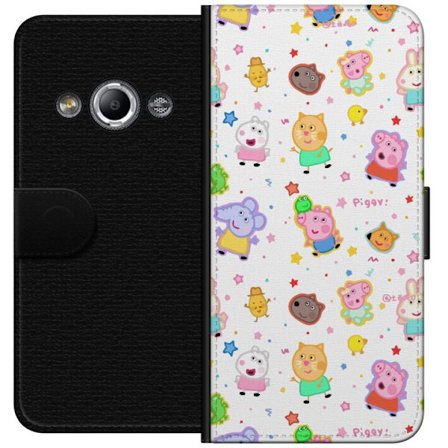 Yhteensopiva Lompakkokotelo Samsung Galaxy Xcover 3 Värikkäät piirretyt eläinhahmot leikkisässä tyylissä tähtien ja pisteiden kera vaalealla taustalla