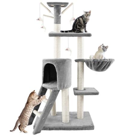Kattetræ - 138cm - Kradsestolper - Kradsemøbler Light grey