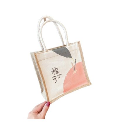 Fashionabla personlighetsmönster Canvasväska Damväska Toalettväska Söt Hand Lunch Box Bag - Orange Mönster