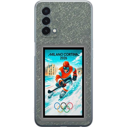 Kompatibel Mobilcover til OnePlus Nord N200 5G Curling illustration med spillere og sten på isen, Milano Cortina 2026, snedækkede stænk og olympisk