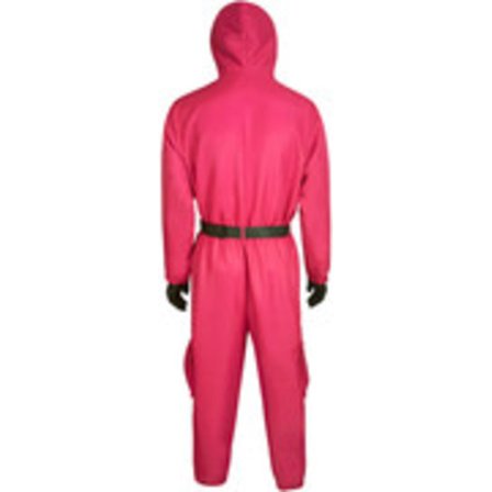 Halloween-tilbud Squid Game 2 Voksen Trekantvagt Jumpsuit + Maske Rund M