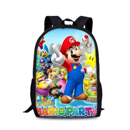 Piirretty Reppu Kevyt Vedenkestävä Koululaukku Lahja 17 Tuuman Piirretty Kannettava Tietokone Reppu (Mario)