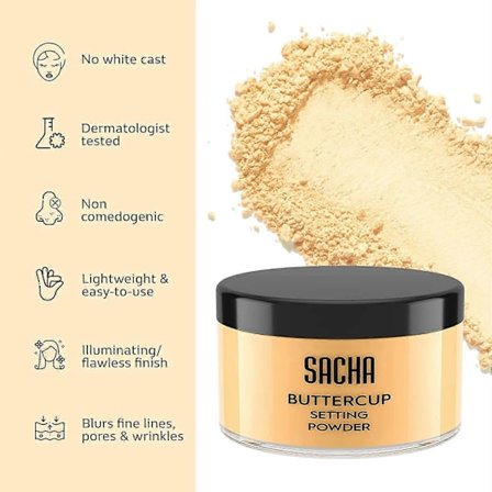 Ny Sacha Buttercup Setting Powder - Fint Malen och Blixtvänlig bogo