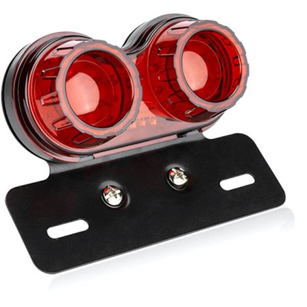 Baglygte til motorcykel med universal LED, blinkende, dobbelte trailerlygter, bremselys, nummerpladeholder