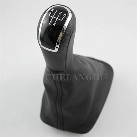 För Skoda Fabia 1 MKI 2000 2001 2002 2003 2004 2005 2006 2007 2008 Bil-Styling 5 Växlad Bil Växelspak Knopp Läderdamask - 5 växlad knopp