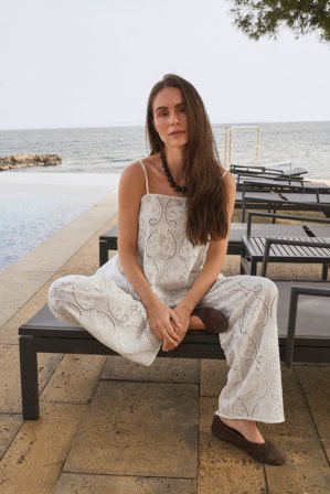 Maria Kragmann x NA-KD Anglaise Detail Open Back Top - Sommer toppe - Hvid - EU 42