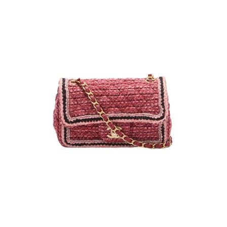 Chanel Vintage, Pre-owned Metiers d’Art 2018 Tweed Braided Flap Bag Rood, Dames, Maat:ONE Size,gevlochten