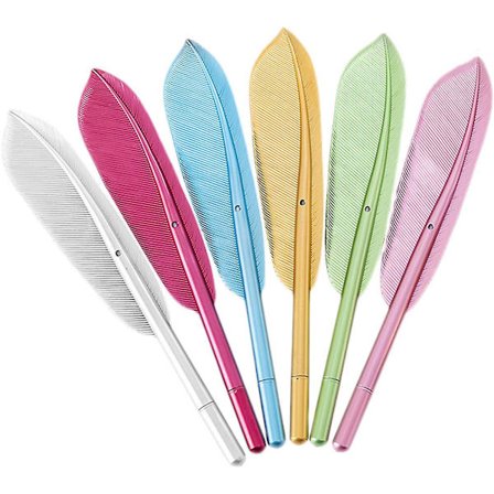 6 stk. fjerpenne gelpenne studerende skrivepenne nyhed blækpenne udskiftelige refills penne skrivepenne