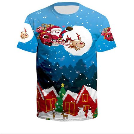 Lady Men Christmas 3d Print Kortärmad T-shirt Toppar