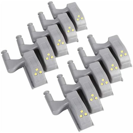 10 stk. LED Hængselsensor Lys til Skab Garderobe Køkken Natlampe Garderobeskab Natlys