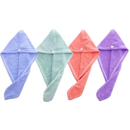 TG 4-pak mikrofiber hår turban wrap tørrehåndklæde rosa+blå+lilla+bøncyan